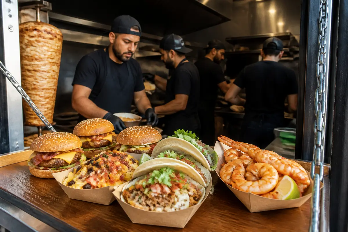 Assortiment alléchant de burgers et tacos dans un restaurant de fast food à Lille