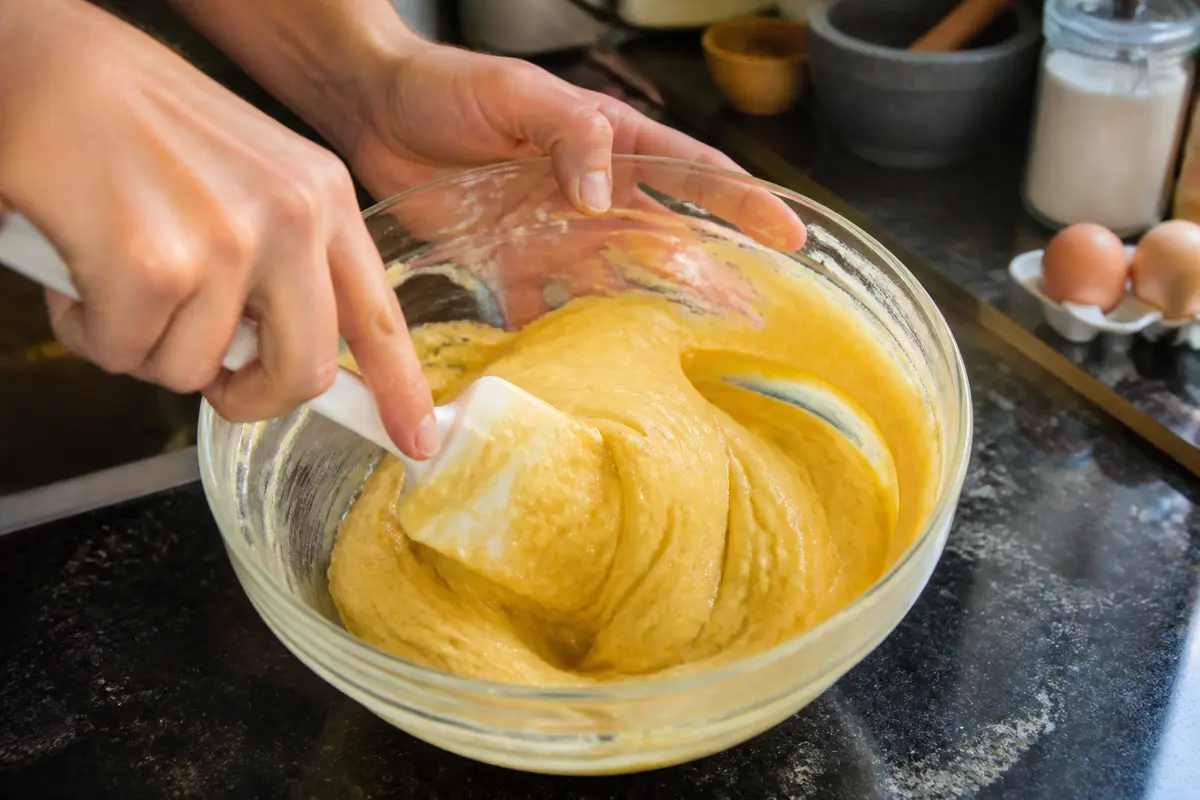 Préparation de la pâte pour une recette de pain de Gênes inspirée par Cyril Lignac